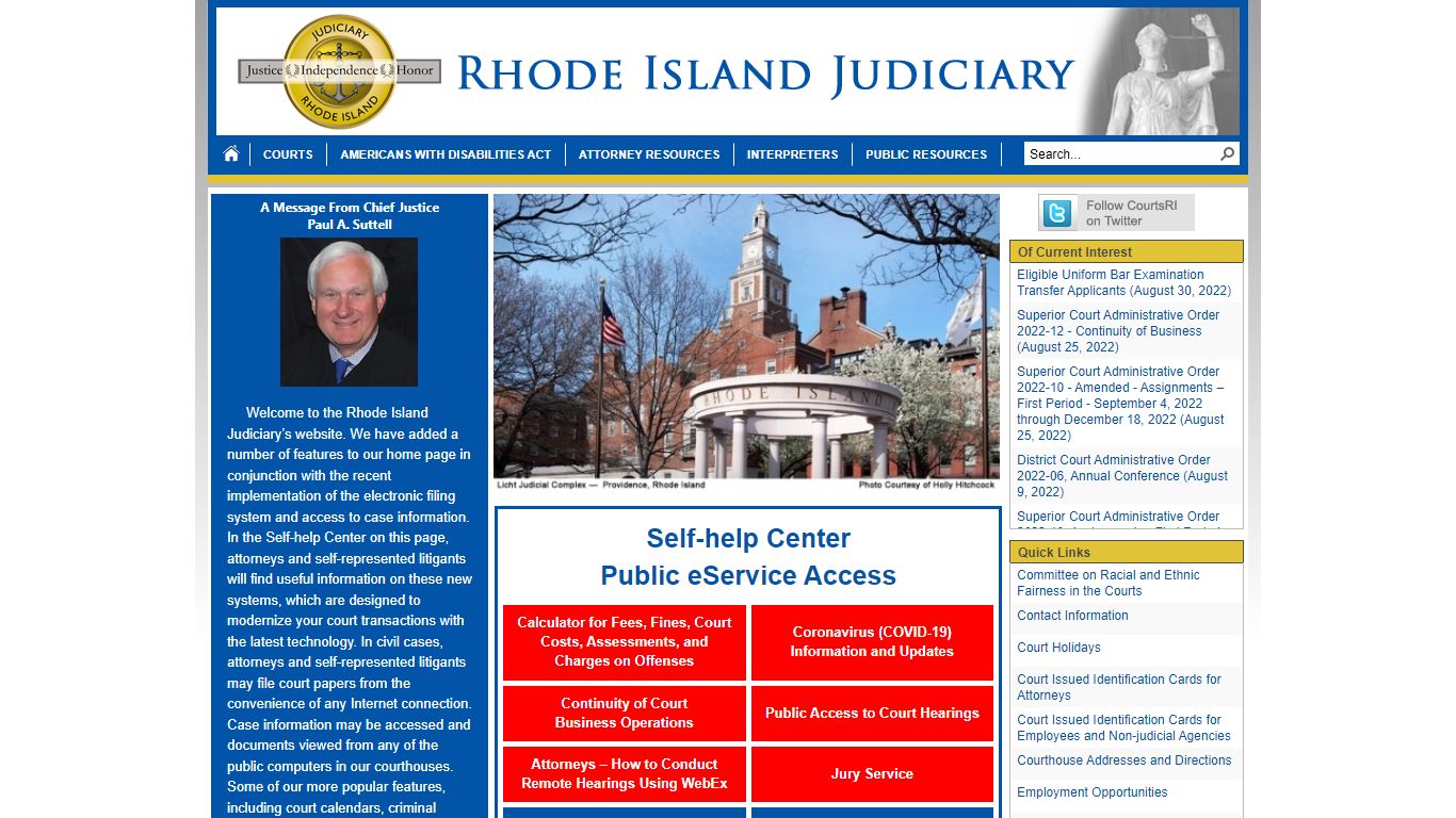A Message From Chief Justice - Rhode Island